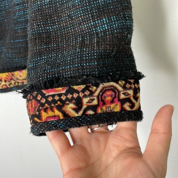 𝅺RACHEL Roy tweed fringe trim abstract print blazer - Picture 4 of 10